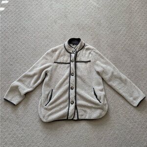 Doe & Rae Cream Teddy Jacket with Grey Accents Size Medium